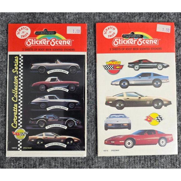 Sticker Scene Corvette Series Scratch N Sniff Root Beer Scented Stickers 1985 Vt - Picture 1 of 4